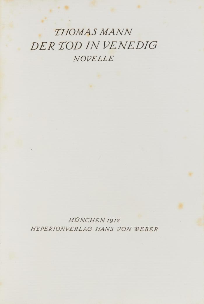 Der Tod in Venedig. Novelle.