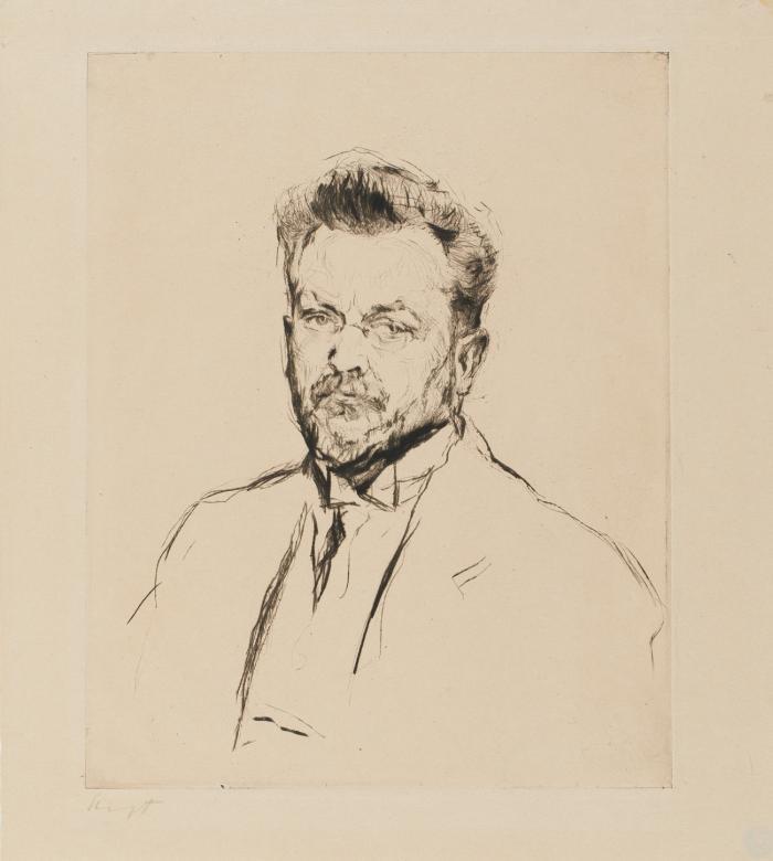 Porträts. – Max Slevogt. Selbstbildnis mit Zwicker.