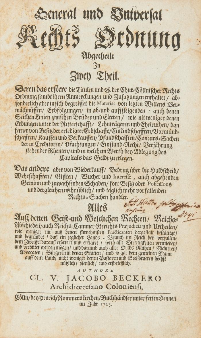 General und Universal Rechts Ordnung.