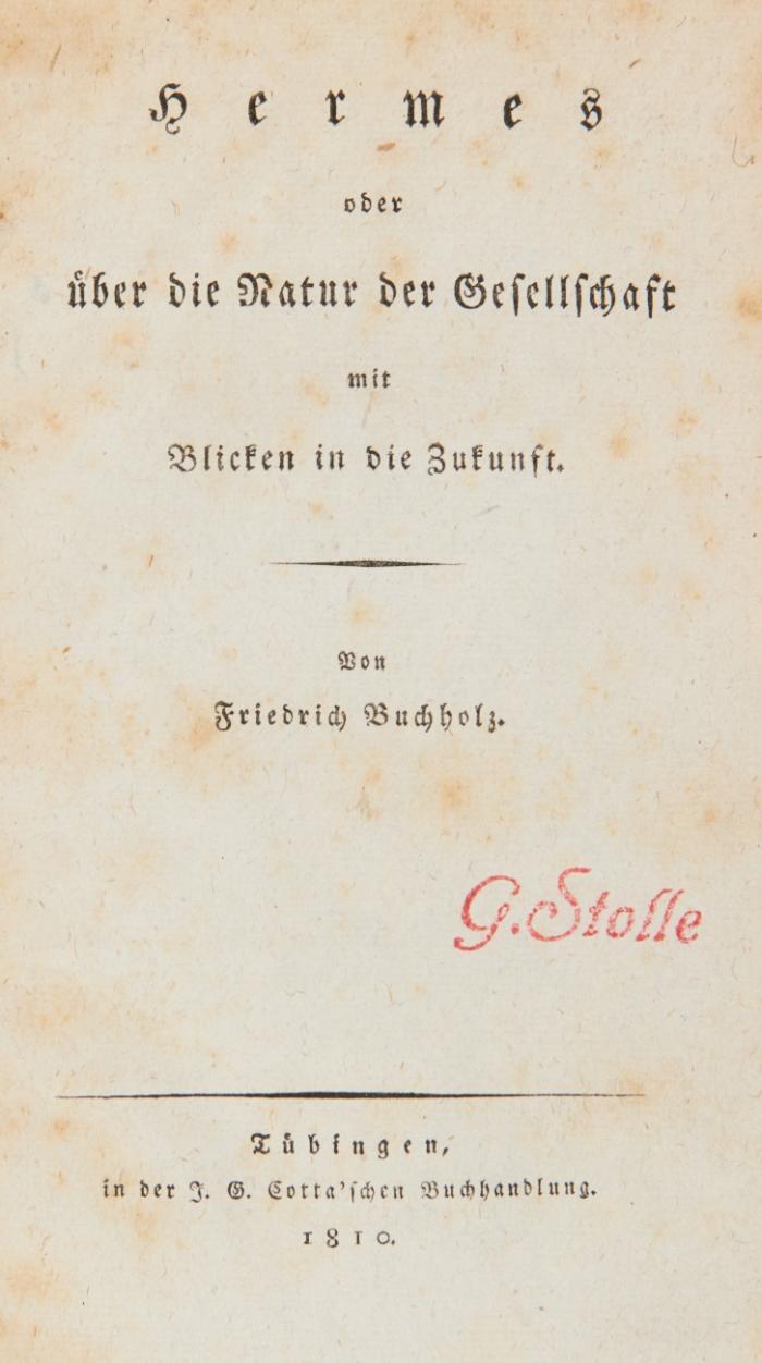 Freimüthige Betrachtungen über die Verordnung vom 27. October in Betreff des Finanz-Wesens. +  Hermes oder über die Natur der Gesellschaft mit Blicken in die Zukunft.