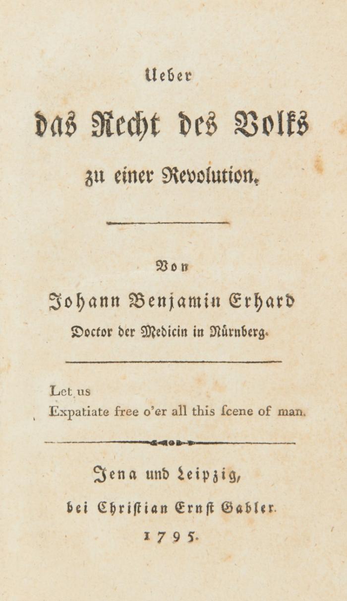Ueber das Recht des Volks zu einer Revolution.