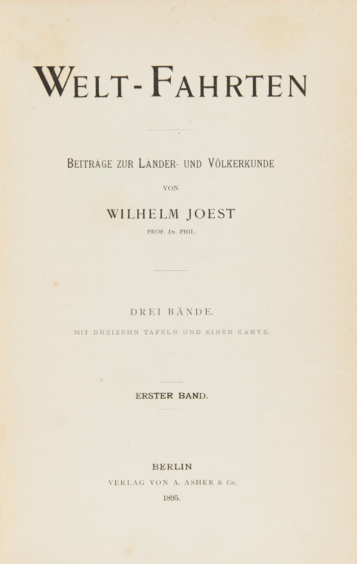 Welt-Fahrten. Beiträge zur Länder-und Völkerkunde. 3 Bde.