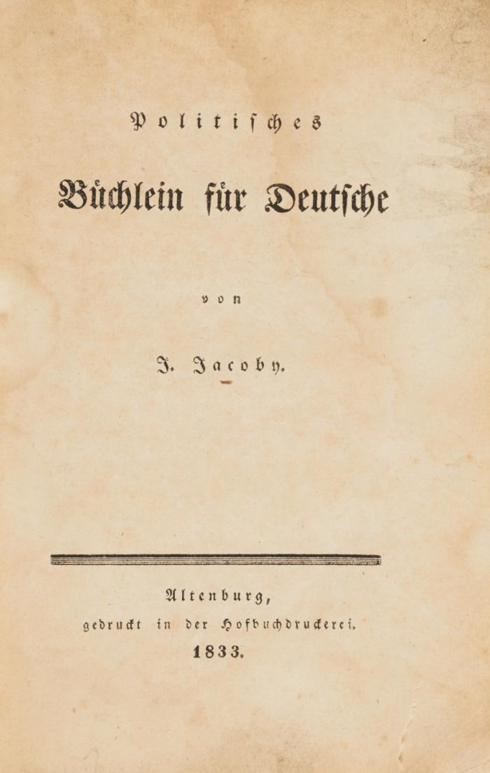 Politisches Büchlein für Deutsche.