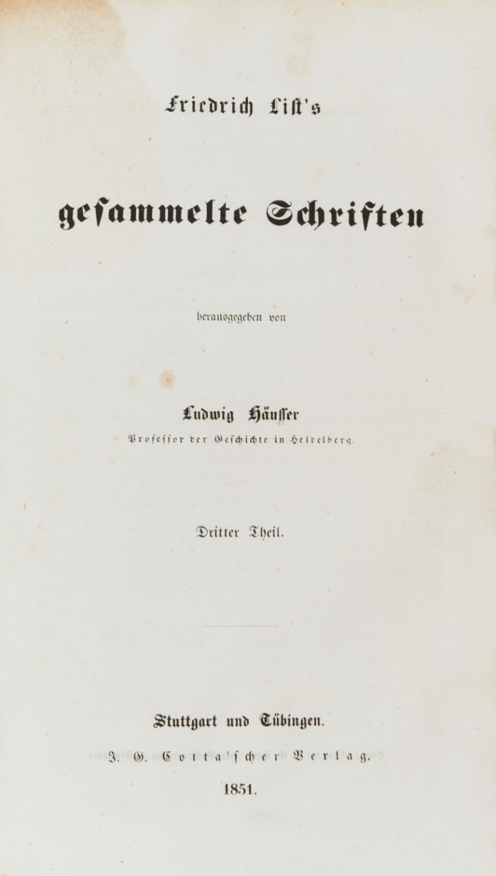 Gesammelte Schriften. Hrsg. von Ludwig Häusser. 3 Teile in 1 Band.