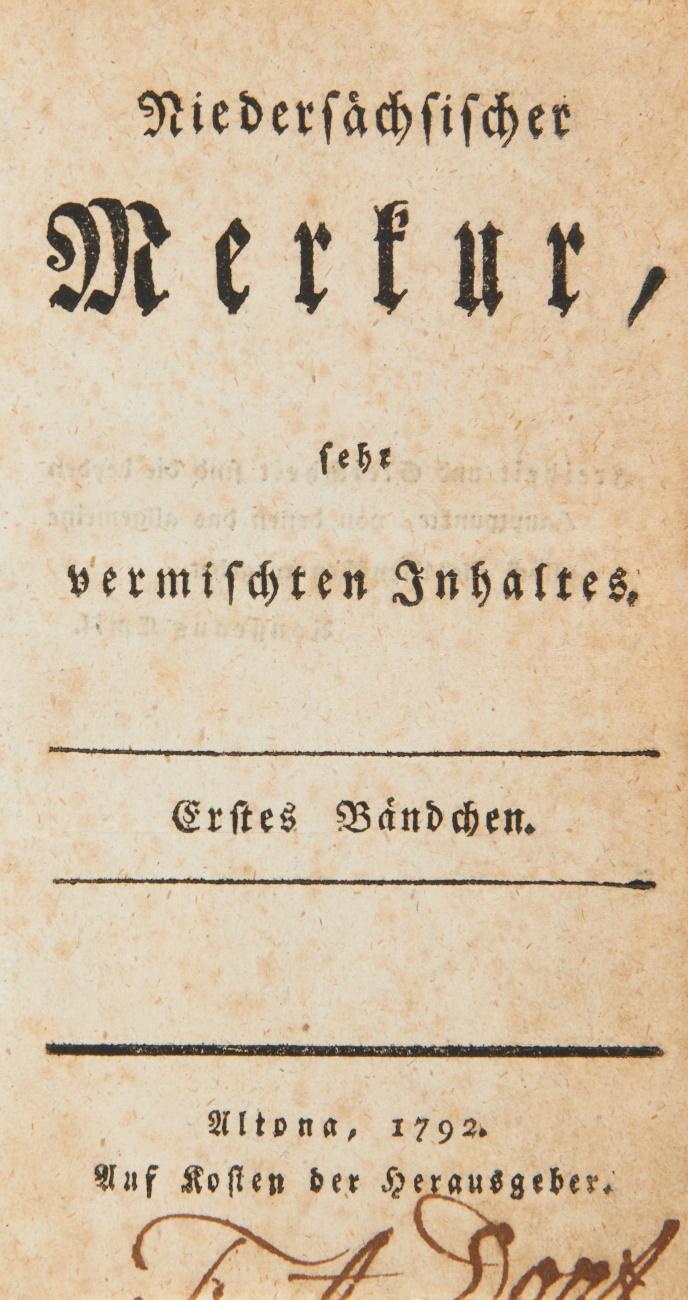 Niedersächsischer Merkur, sehr vermischten Inhaltes. 2 Bände (von 4) mit 24 Stücken in 1 Band.