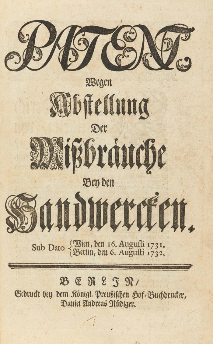 Sammelband mit 58 Berliner Handwerks- und Gildebriefen und einem Patent 