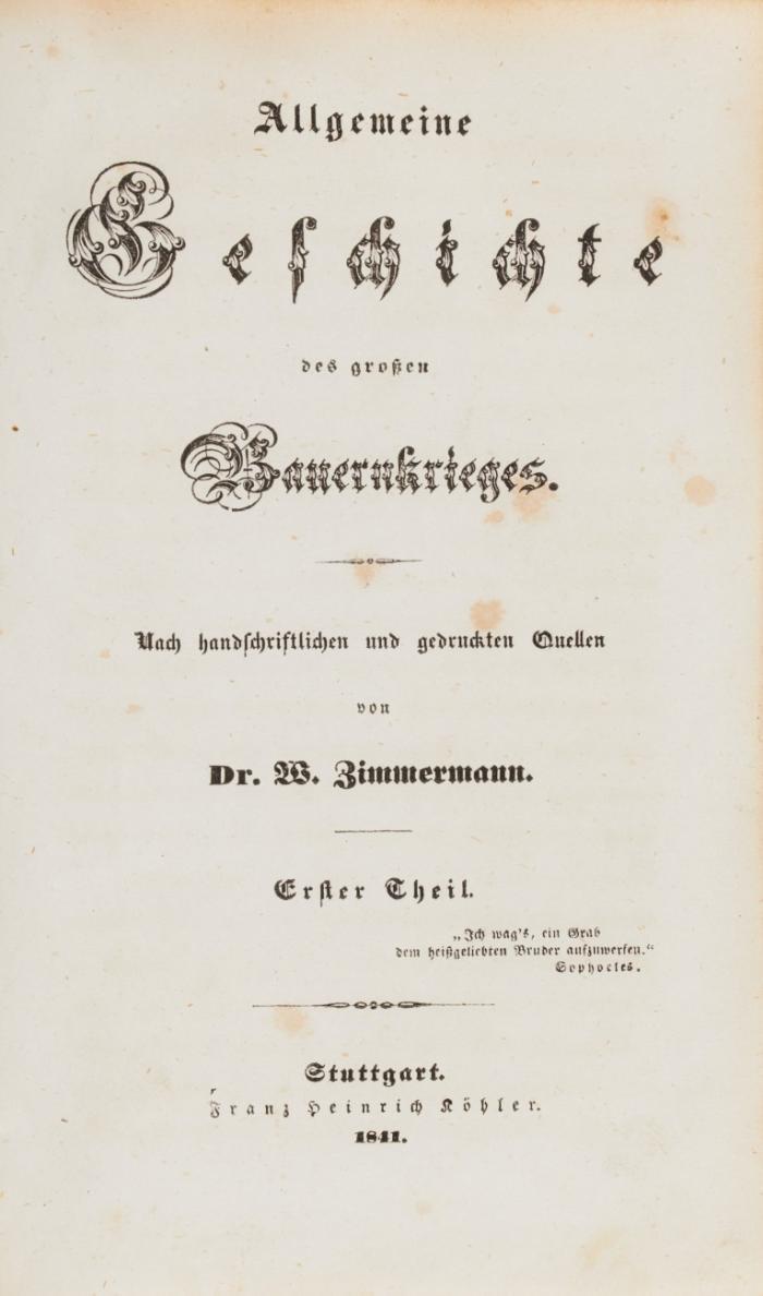 Allgemeine Geschichte des großen Bauernkrieges. Nach handschriftlichen und gedruckten Quellen. 3 Bände.