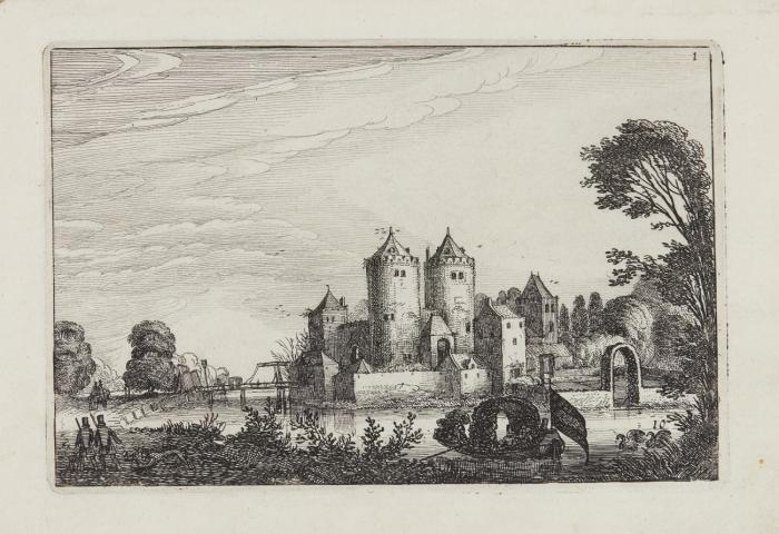 Hof mit viereckigem Ruinenturm als Scheune genutzt / Das Schloss.