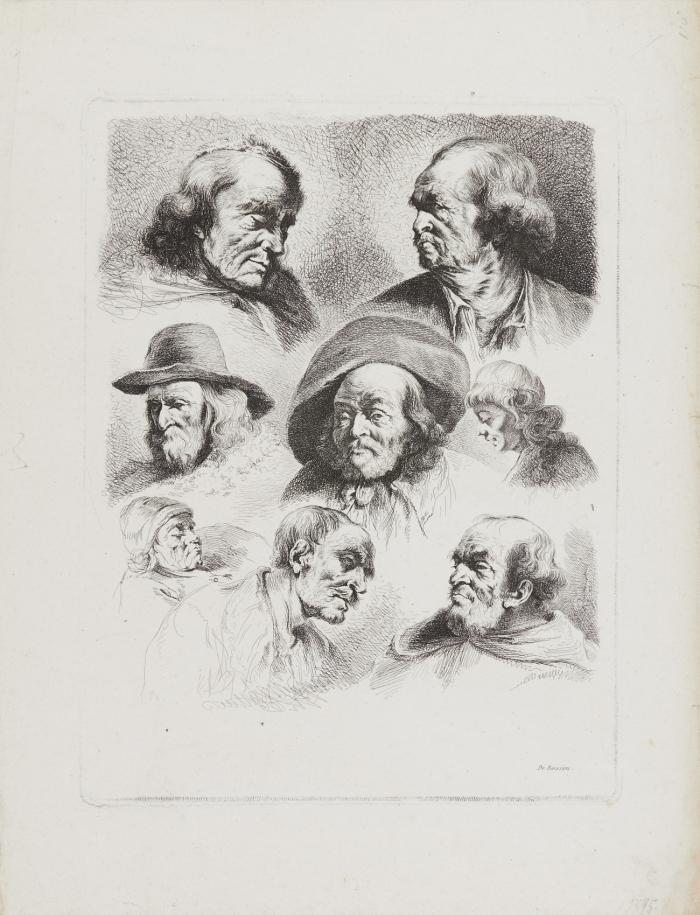 Studienblätter mit Köpfen (2) bzw. Figuren (2).
