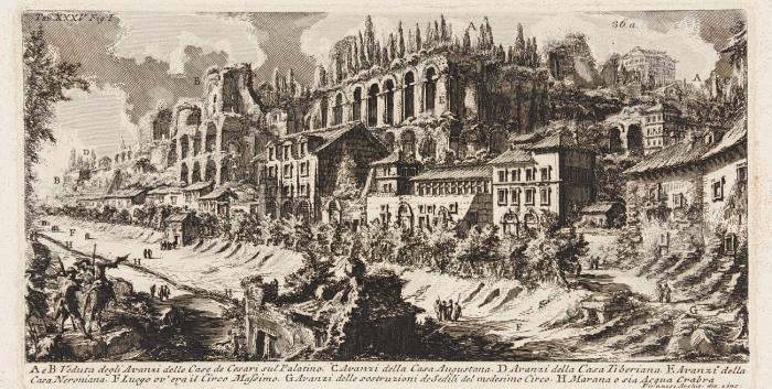 Veduta degli Avanzi delle Case de Cesari sul Palatino (Die Kaiserpaläste auf dem Palatin).