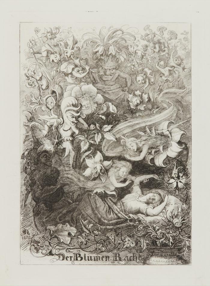 Schaefers Klagelied / Gretchen (Aus: Faust) / Rettung. 1829-39. / Im Mai  (jeweils Gedichtillustrationen mit Texten) / Der Blumen Rache. 1852.