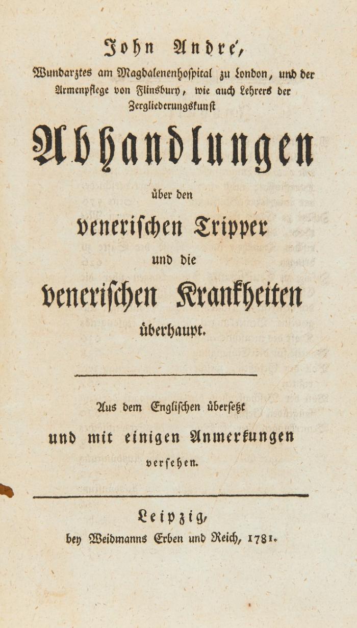 Abhandlungen über den venerischen Tripper und die venerischen Krankheiten überhaupt. Aus dem Englischen übers. und  mit einigen Anmerkungen versehen.