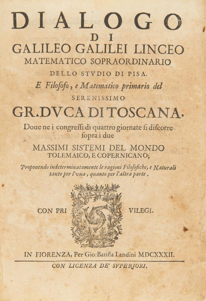 Dialogo ... sopra i due massimi sistemi del mondo Tolemaico, e Copernicano.