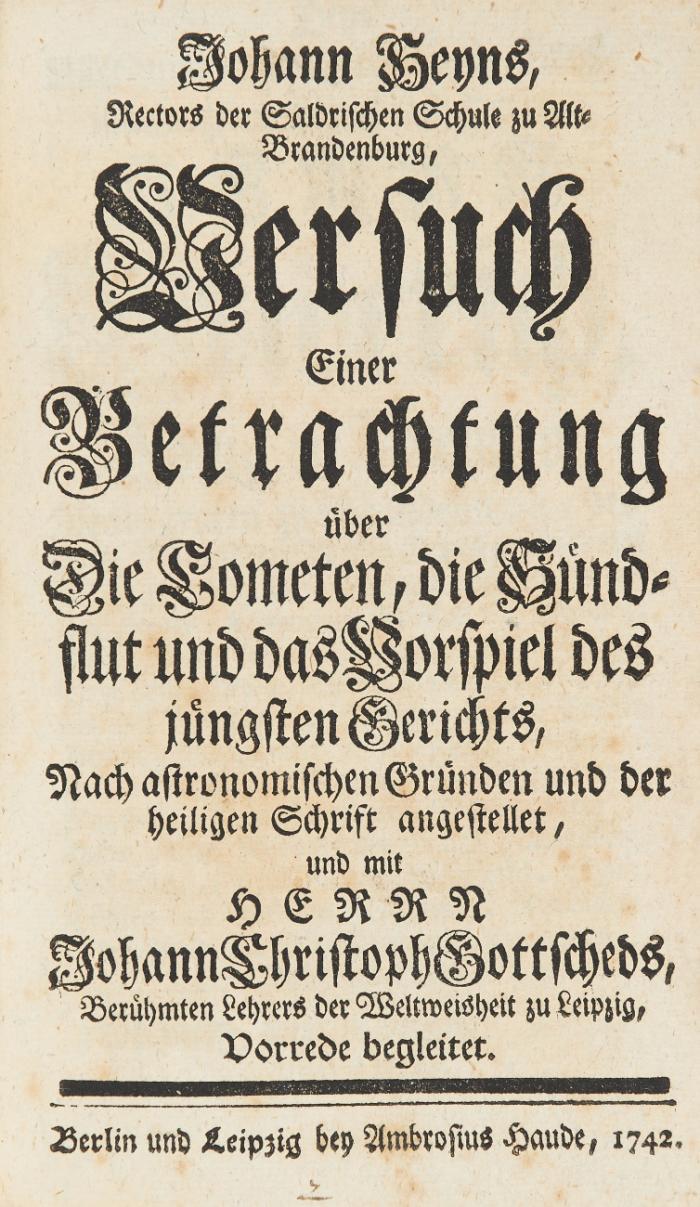 Heyn, Johann. - Sammelband mit 5 Schriften über Kometen.