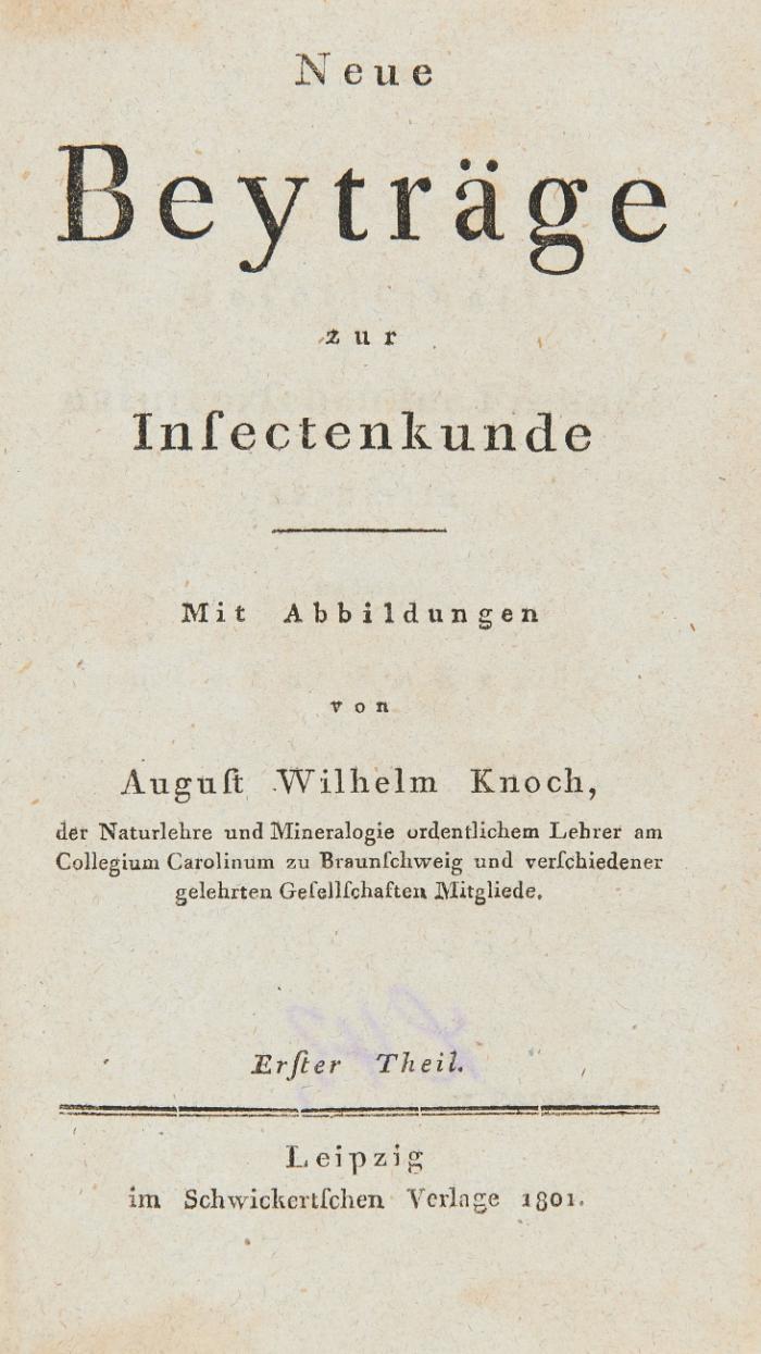 Neue Beyträge zur Insectenkunde. Erster Theil (Alles).