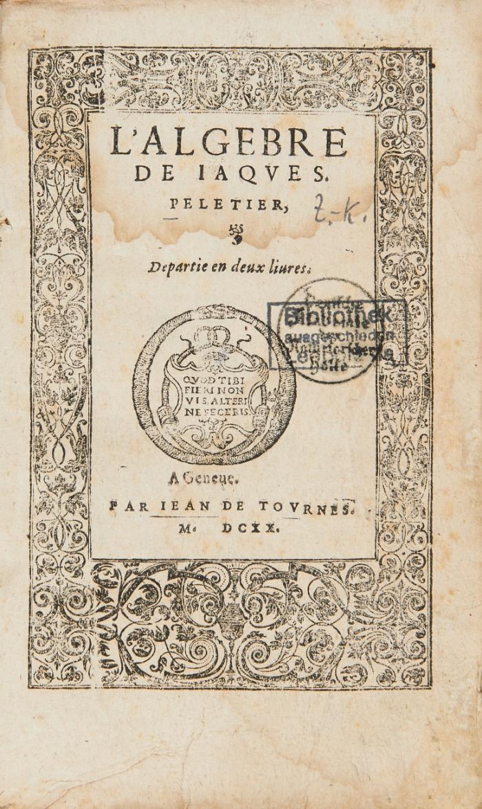 L'Algebre. Departie en deux livres.