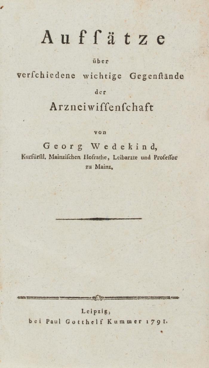 Aufsätze über verschiedene wichtige Gegenstände der Arzneiwissenschaft.