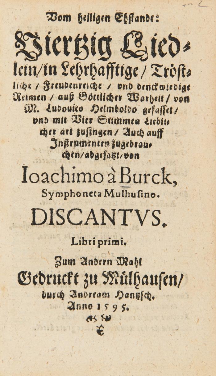Sammelband mit 4 Liederbüchern. Stimmbücher für Dicantus-Stimme.
