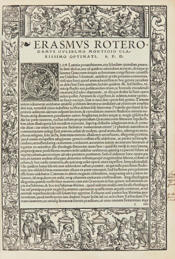 (Adagiorum chiliades). Io. Frobenivs stvdiorvm liberalivm mystis, S. D. Quo sæpius hoc opus uobis redit, optimi iuvenes, hoc debet esse gratius ...