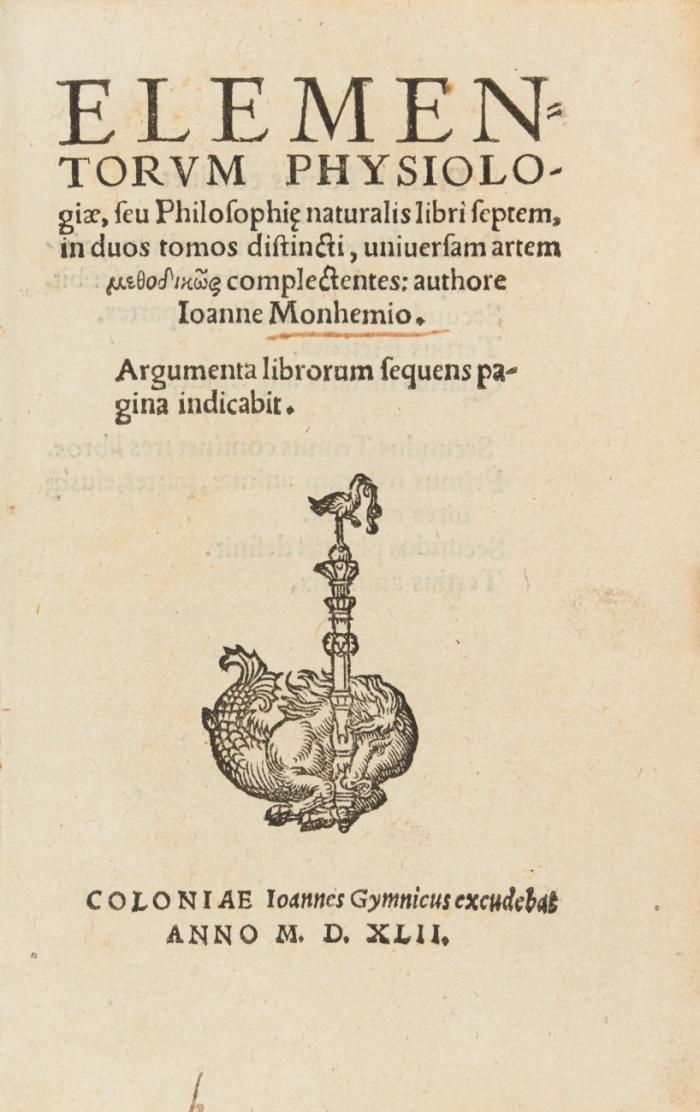 Elementorvm physiologiæ, seu philosophi(ae) naturalis libri septem. 2 in 1 Bd.