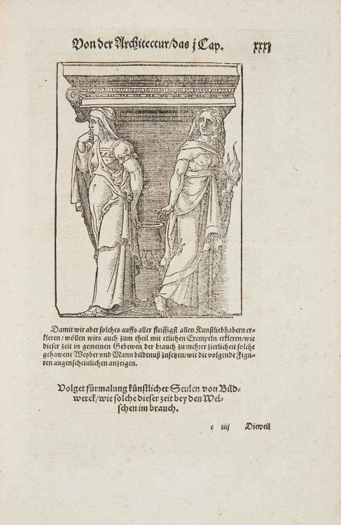 Zehen Bücher  von der Architectur und künstlichem Bauen. Ein Schlüssel und einleytung aller Mathematischen und Mechanischen Künst ... und sonderlichen Commentarien ... gezieret vnd erkleret. ... Erstmals verteütscht ...  durch D.Gualtherum H.Rivium [d. i. W. H. Ryff]. + Vredemann de Vries, Joh.: Hortorum viridariorumque elegantes & multiplicis formae, ad architectonicae artis normam affabre delineatae ... (Nur Tafeln). Antwerpen 1583.