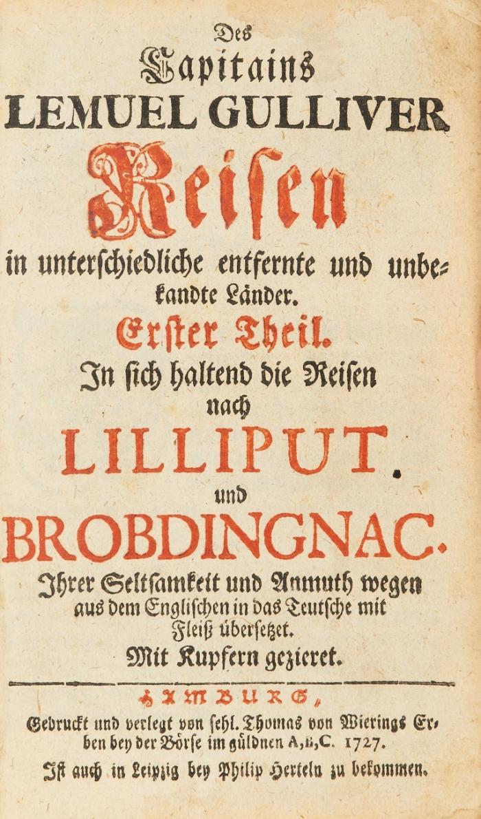 Des Capitains Lemuel Gulliver Reisen in unterschiedliche entfernte und unbekannte Länder. Mischaufl. Tle. 1 - 3 in einem Band (3. Teil in 2. Aufl.).