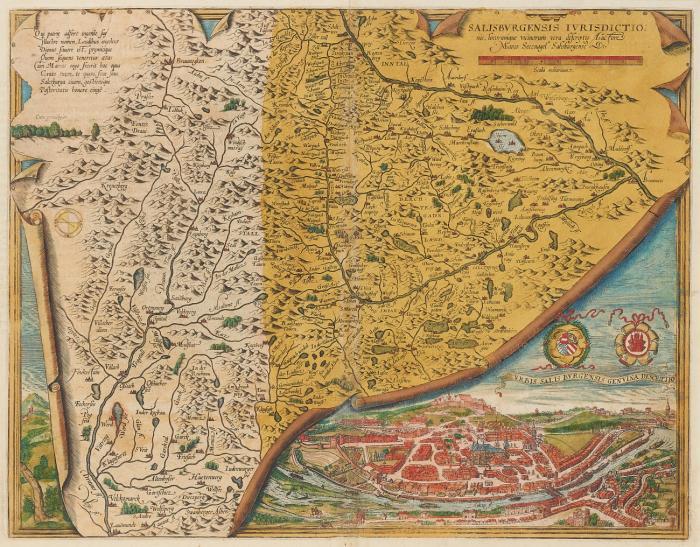 Salzburg. – Salisburgensis Iurisdictionis, locorumque vicinorum vera descriptio, mit Gesamtansicht.