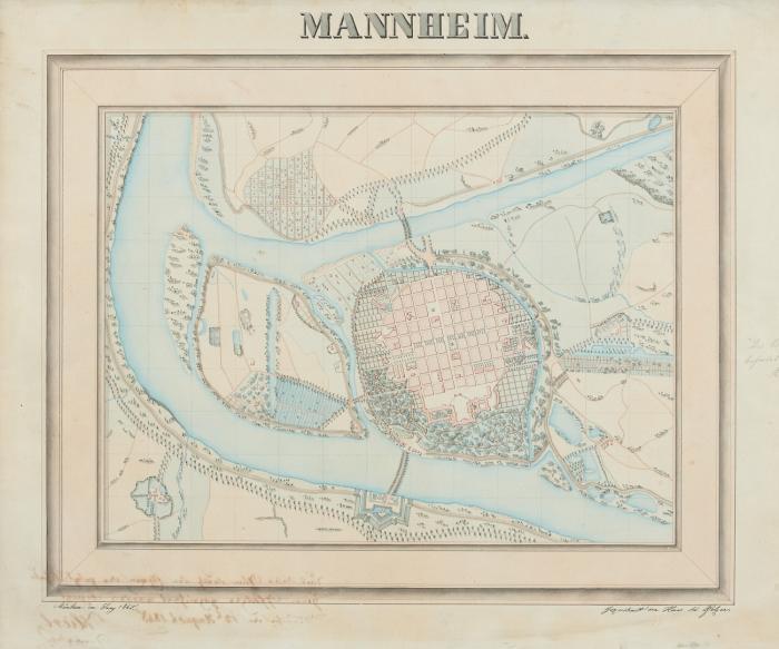 Mannheim. – Mannheim, Stadtpla mit Umgebung.