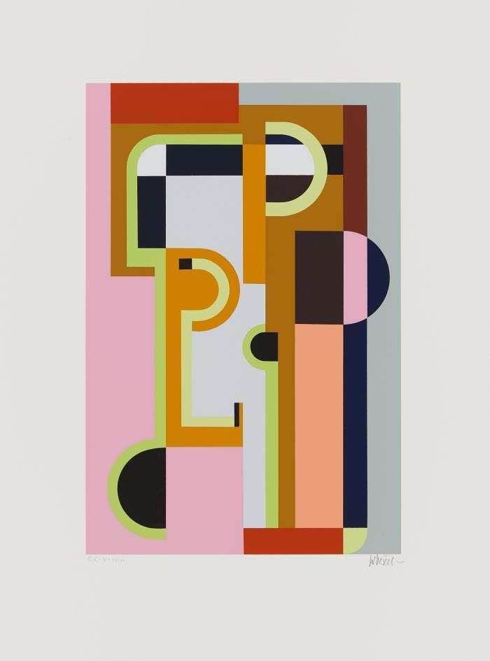 KOMPOSITION AUS P-FORMEN (AUS: ZEHN SERIGRAPHIEN NACH HINTERGLASBILDERN)
