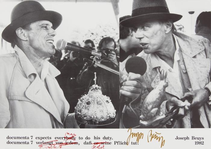 DOCUMENTA 7 EXPECTS EVERY MAN TO DO HIS DUTY 1982 / KUNST = KAPITAL FREE INTERNATIONAL UNIVERSITY
