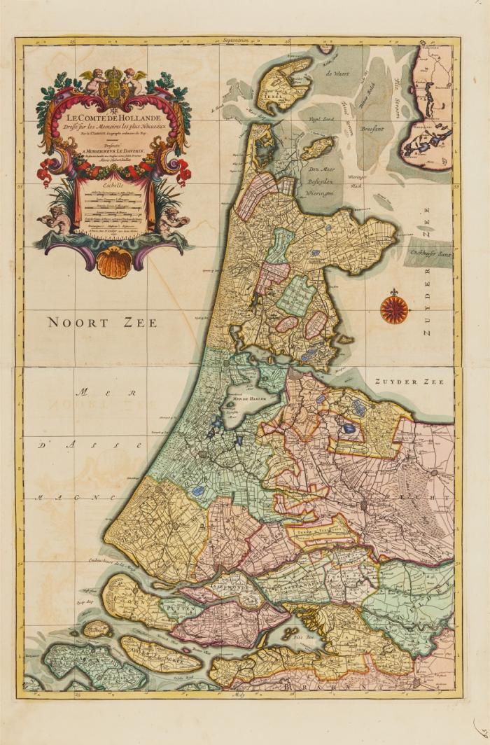 Niederlande. Holland. Le Comté de Hollande Dressé sur les Memoires les plus Nouveaux, Nord- und Südholland mit Texel und einem Teil Zeelands.