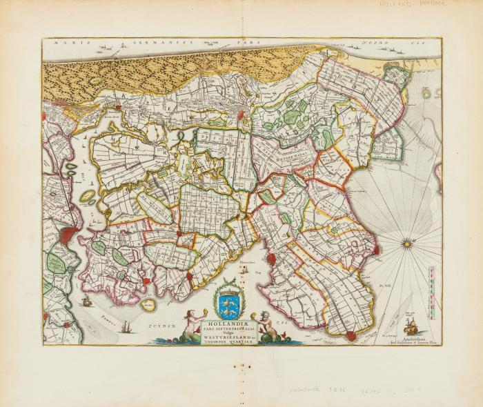 Niederlande. Nordholland. Hollandiae Pars Septentrionalis, vulgo Westvriesland en 't Norrder Quartier, das Gebiet nördlich von Amsterdam bis zum Ijsselmeer.