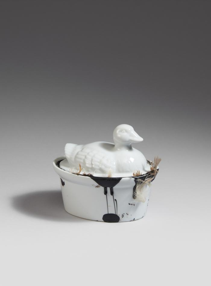 STILL LIFE WITH DUCK IN BLACK AND WHITE