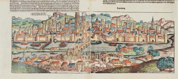 Regensburg. -RATISBONA. Gesamtansicht mit der Donau.