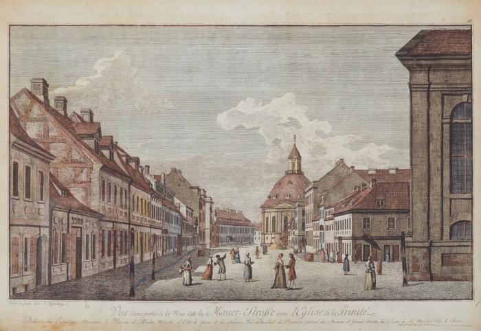 Berlin. - Vue d'une partie de la Rue dite la Mauer-Straße avec l'Englise de la Trinité (Mauerstraße mit Blick auf die Bethlehemskirche).