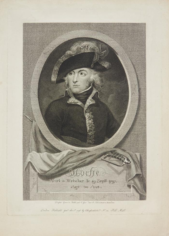 Porträt. – Louis-Lazare Hoche (Montreuil 1768 - 1797 Wetzlar). Französischer General. Brustbild im Oval mit Blick nach rechts.