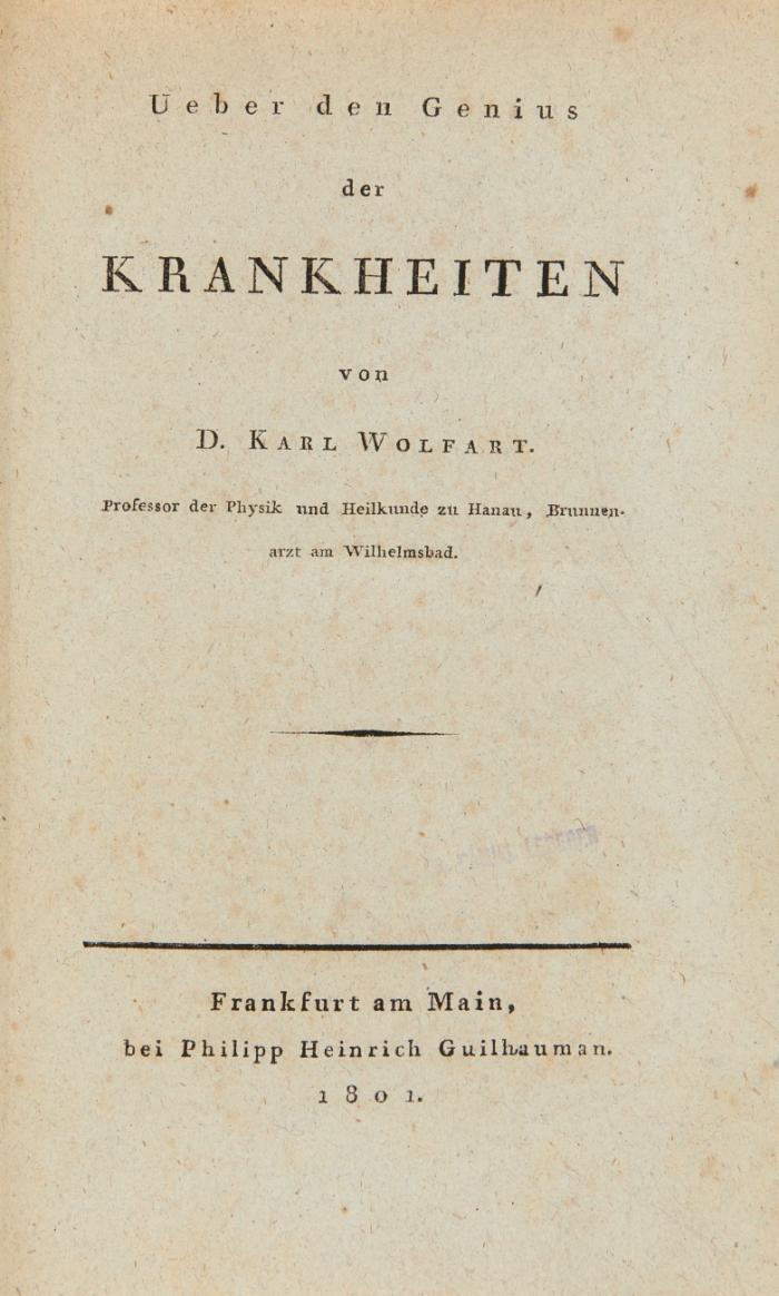 Ueber den Genius der Krankheiten.