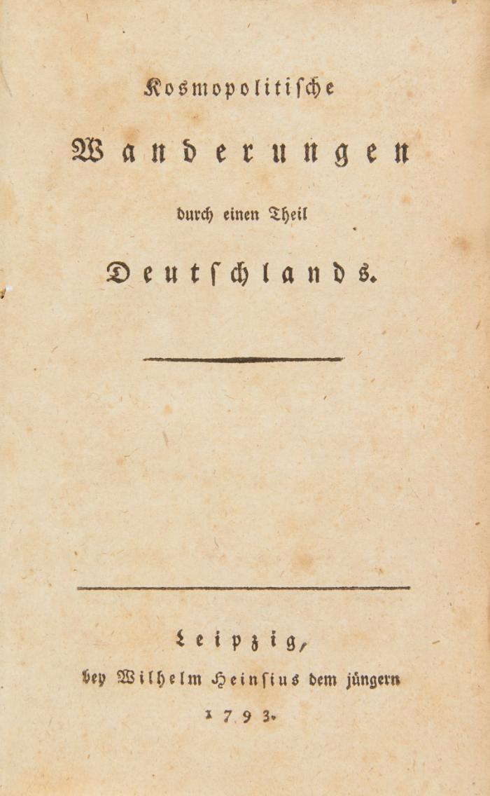Kosmopolitische Wanderungen durch einen Theil Deutschlands.