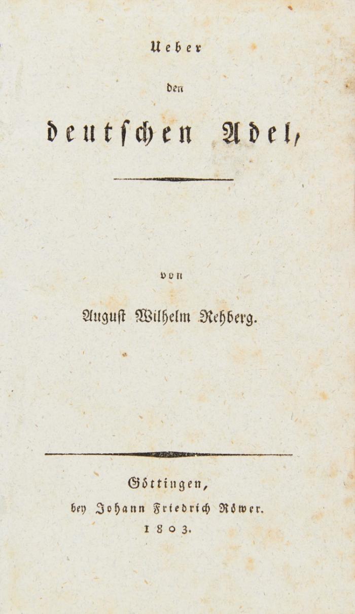 Ueber den deutschen Adel.