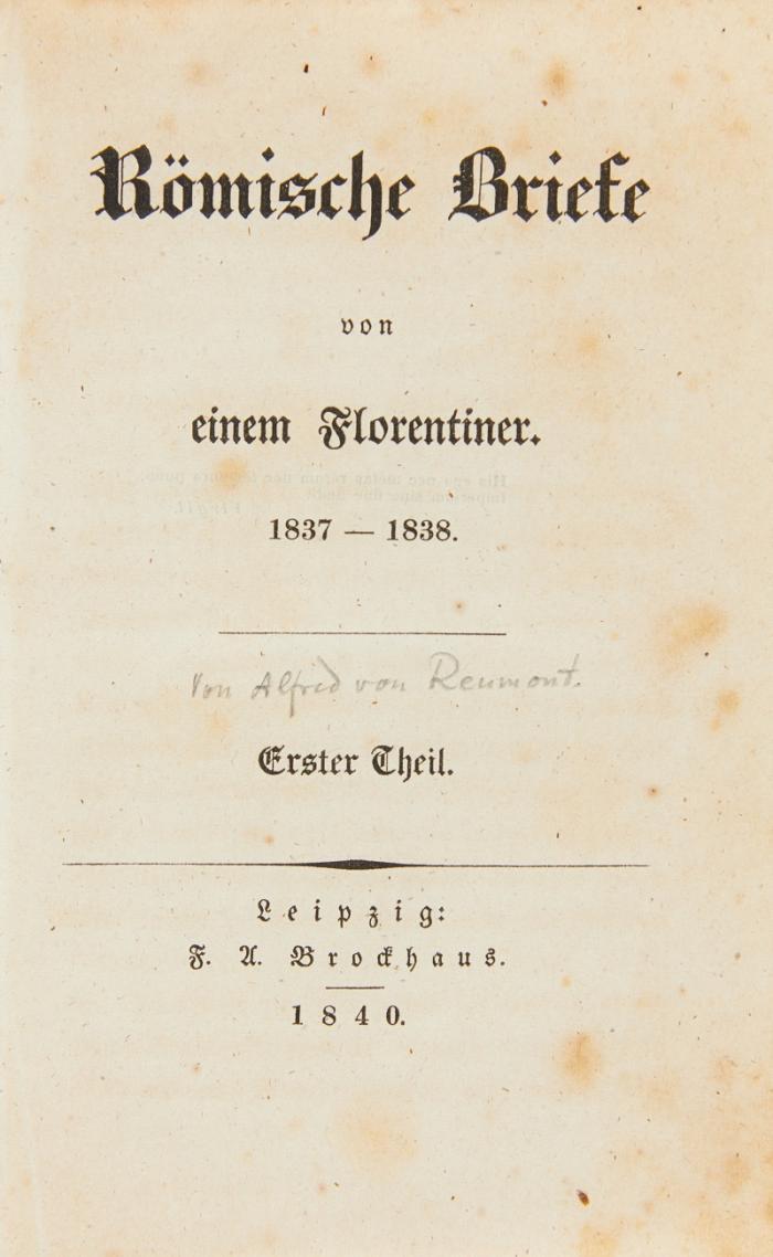 Römische Briefe von einem Florentiner. 2 Bde.
