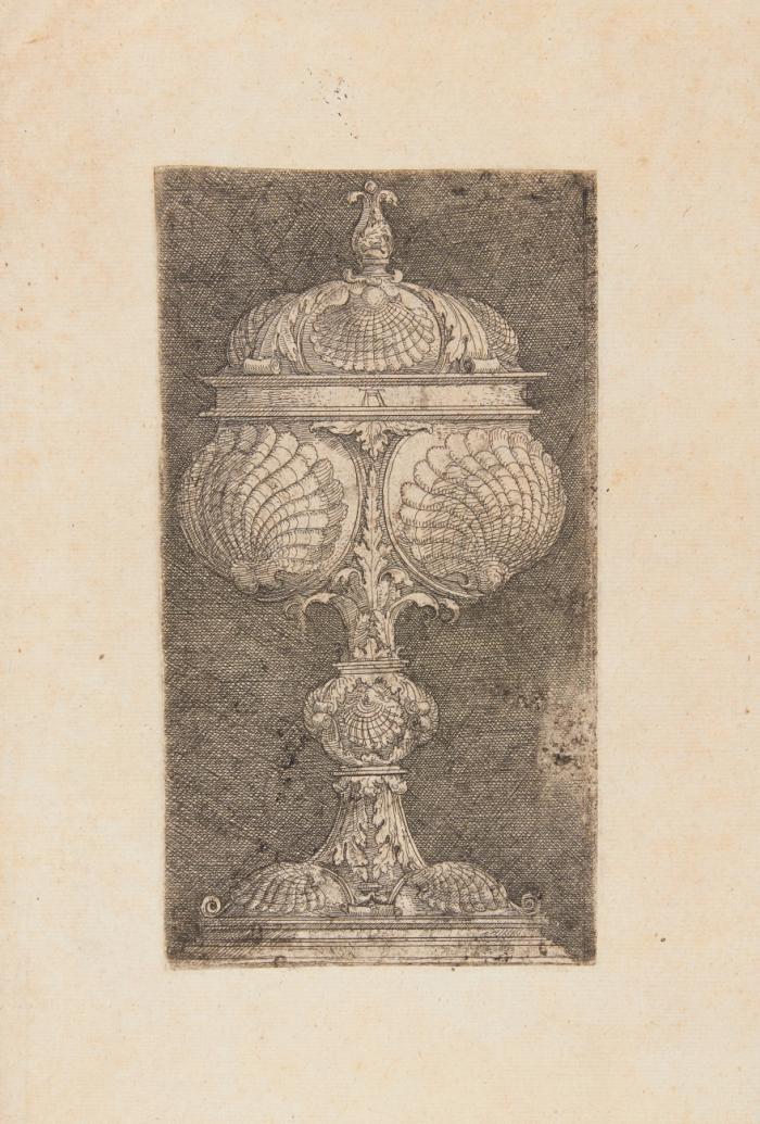 Deckelpokal mit Muscheln.