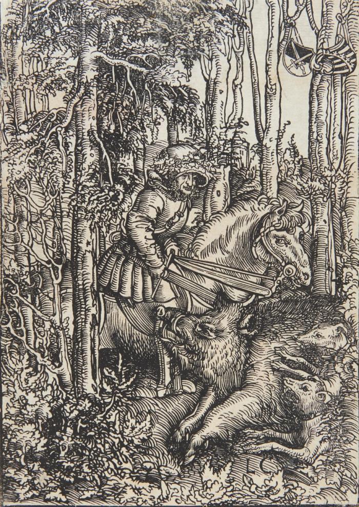 Sächsischer Fürst auf Eberjagd.