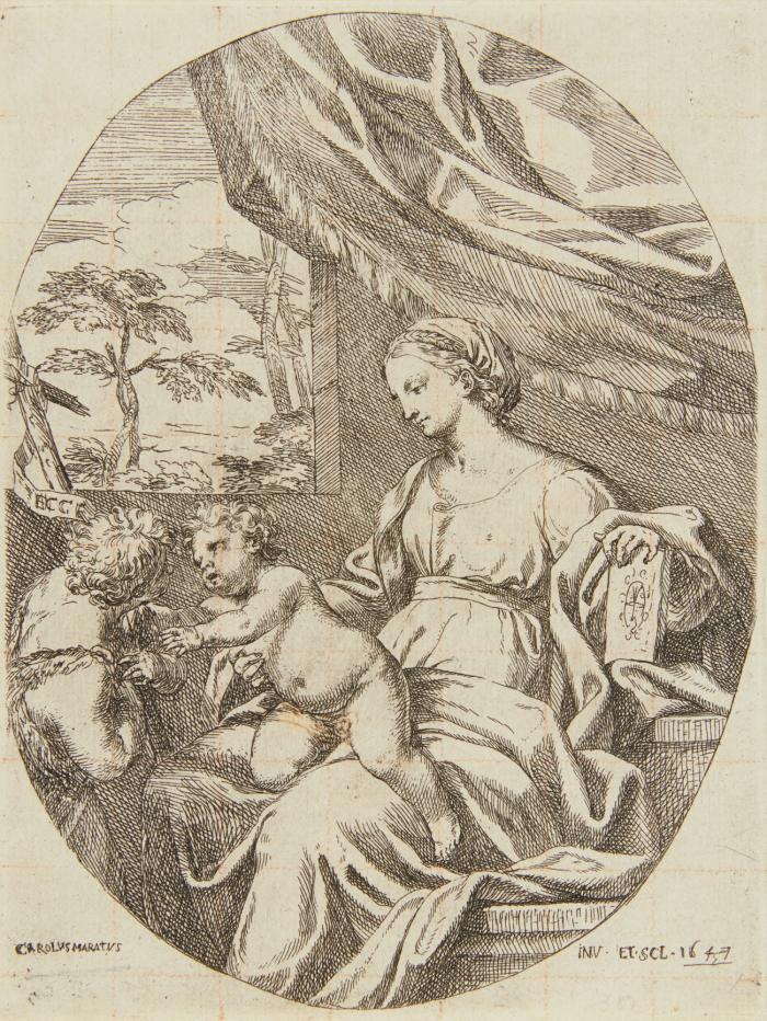 Die Jungfrau Maria mit Christus und Johannes dem Täufer.