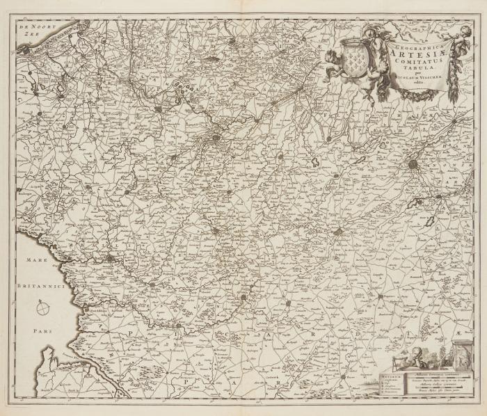 Frankreich. – 6 Kupferstichkarten des 17./18. Jahrhunderts. Von 47,5 x 57,5 cm bis 52,5 x 62 cm.
1.) Galliae seu Franciae Tabula (Gesamtkarte), bei Nicolaes Visscher / 2.) Generalis Lotharingiae Ducatus Tabula... (Lothingen), bei N. Visscher /  3). Geographica Artesiae Comitatus Tabula (Artois), bei N. Visscher / 4.) Regiae Celsitudinis Sabaudicae Status ... (Savoyen und Piemont), bei N. Visscher / 5.) Tabula Generalis Sabaudiae (Savoyen), von Joannes de Broen nach Giovanni Tommaso Borgonio, bei W. Blaeu / 6.) Insula Corsica ... (Korsika), bei J. Covens & C. Mortier.
