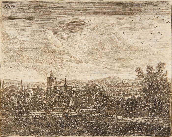 Landschaft mit einer Kirche im Mondlicht (Kalkar?).