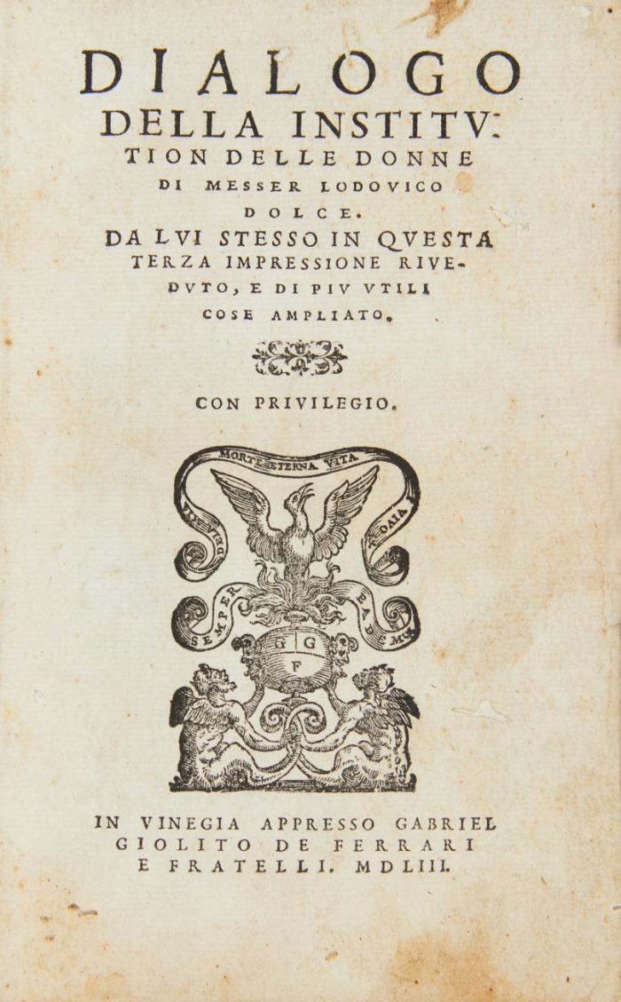 Dialogo della institution delle donne.
