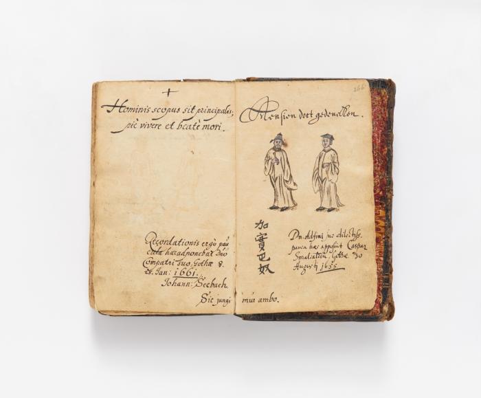 Stammbuch des Anton Günther Kirchberger aus Arnstadt, 1608-1641, und des Johann Günther Kirchberger aus Langensalza, 1650-1666. - Als Zwillingsband gebundenes Doppelstammbuch.