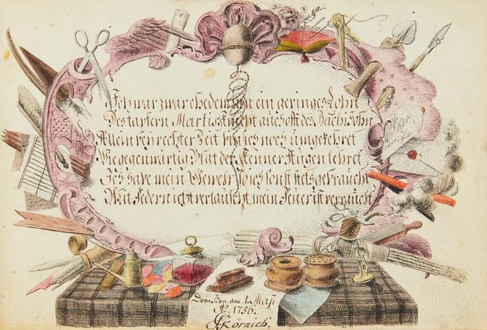 Stammbuch aus Dresden, anonym. 1732-1772. Mit zugefügten Bildern aus fremden zeitgenössischen Alben.