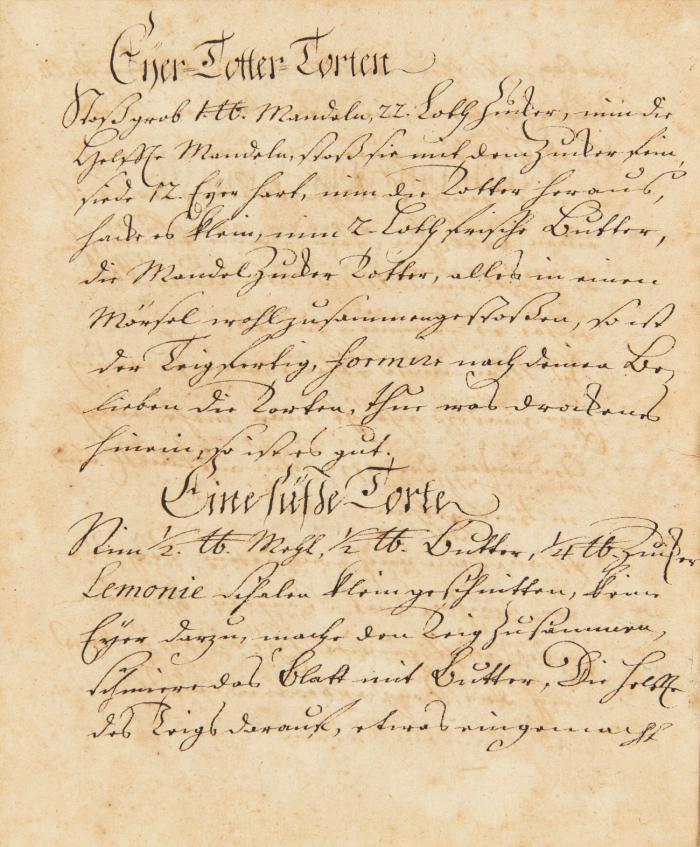Kochbuch. - Vor Mademoiselle Mariana Aspacherin. Dreßden den XXVI. Junii MDCCLVI. Deutsche Handschrift auf Papier.