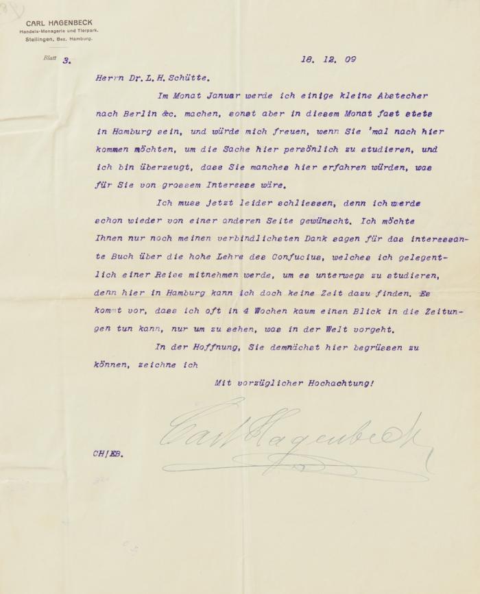 Maschinenschriftl. Brief m. U.;